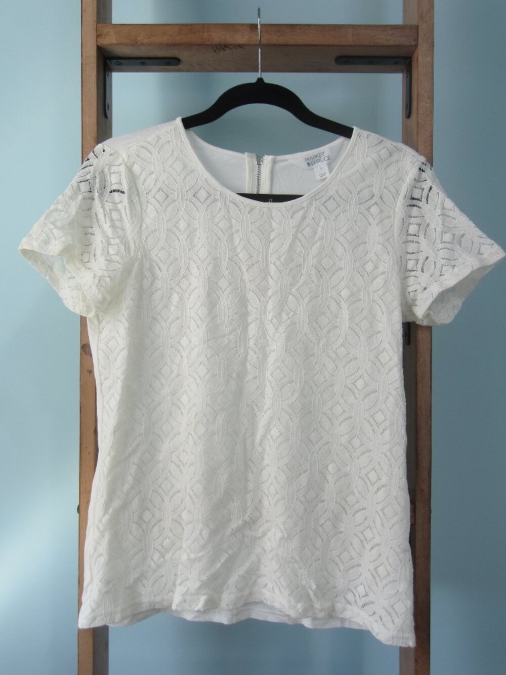 Market & Spruce Hans Crochet Front Top in White Size S